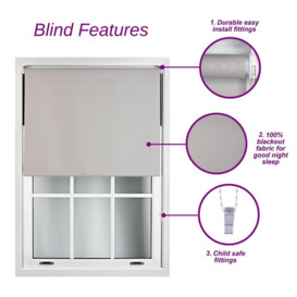 Blue Blackout Roller Blind - Trimmable Roller Shade for Home and Office - thumbnail 2