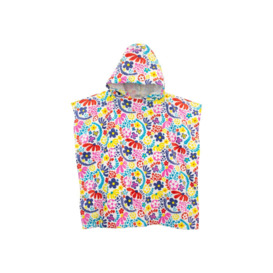 Floral Pattern Hooded Towel Poncho - thumbnail 1