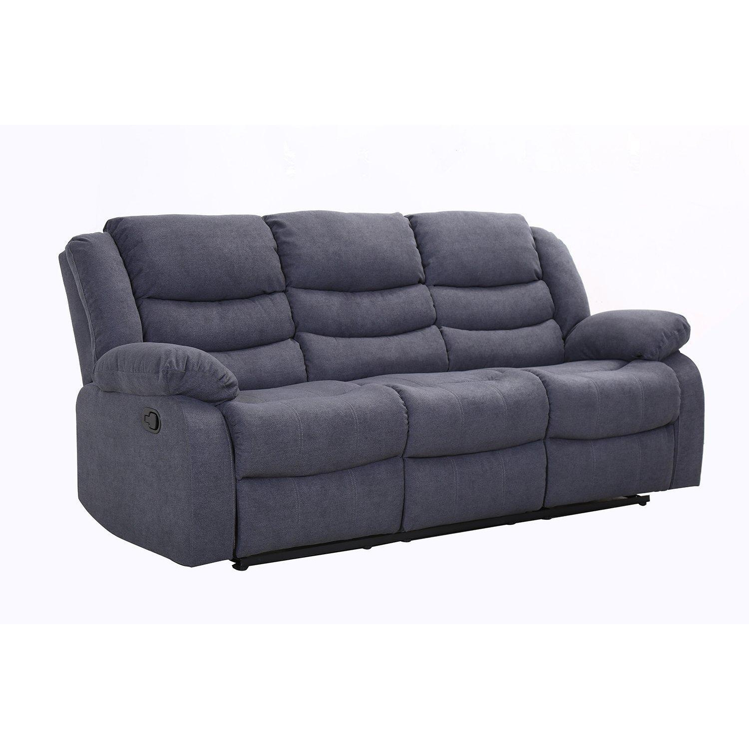 Revere 3 Seater Grey Fabric Recliner Sofa - image 1