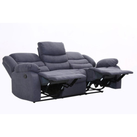 Revere 3 Seater Grey Fabric Recliner Sofa - thumbnail 3