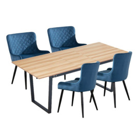 Belluno Extending Dining Table Set with 4 Velvet Chairs - thumbnail 1