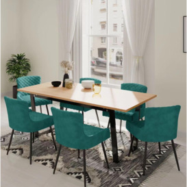 Belluno Extending Dining Table Set with 6 Velvet Chairs - thumbnail 2