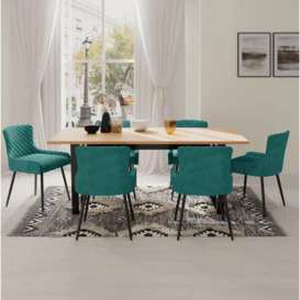 Belluno Extending Dining Table Set with 6 Velvet Chairs - thumbnail 3