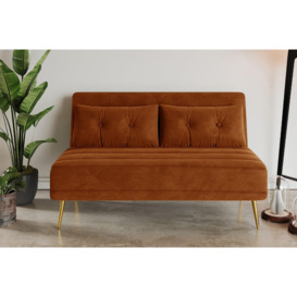 Jola Velvet Foldable 2 Seater Sofa Bed With Pillows - thumbnail 2