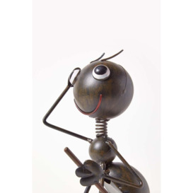 Metal Ant with Garden Fork and Flower Pot, 32 cm Tall - thumbnail 2