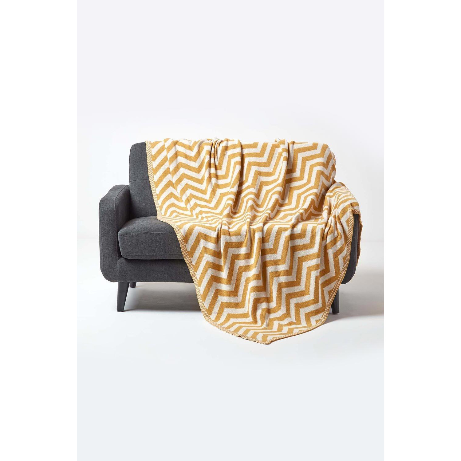 Cotton Knitted Geometric Throw - image 1