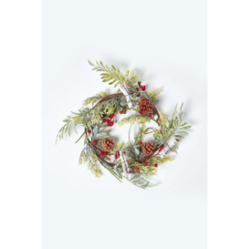 Artificial Wreath with Berries and Pinecones, 18 Inches - thumbnail 1