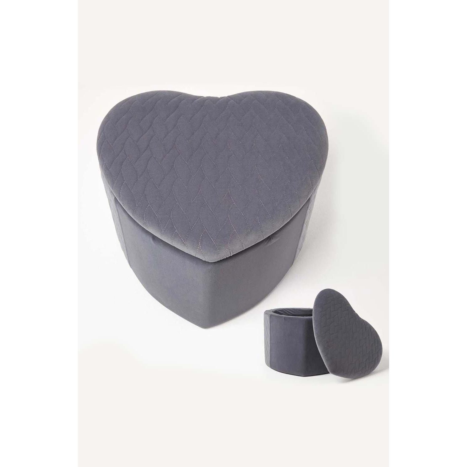 Arundel Heart-Shaped Velvet Footstool with Storage - image 1