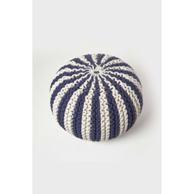 Knitted Pouffe Striped Footstool 40 x 50 cm - thumbnail 3