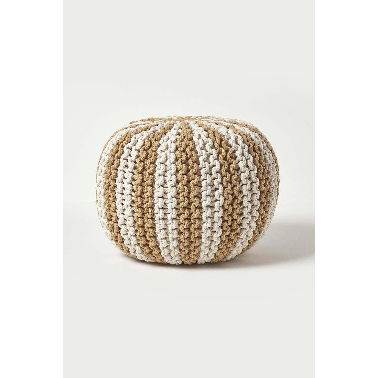 Knitted Pouffe Striped Footstool 35 x 40 cm - image 1