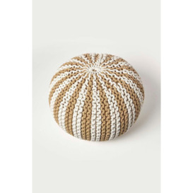 Knitted Pouffe Striped Footstool 35 x 40 cm - thumbnail 3