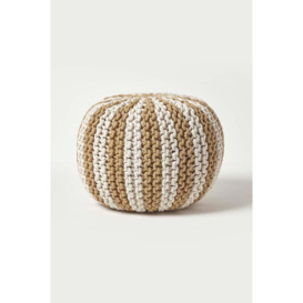 Knitted Pouffe Striped Footstool 40 x 50 cm