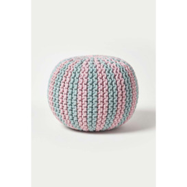 Knitted Pouffe Striped Footstool 40 x 50 cm - thumbnail 1