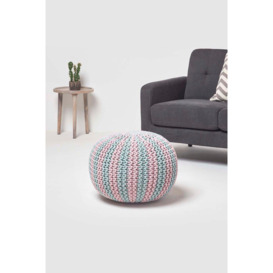 Knitted Pouffe Striped Footstool 40 x 50 cm - thumbnail 2