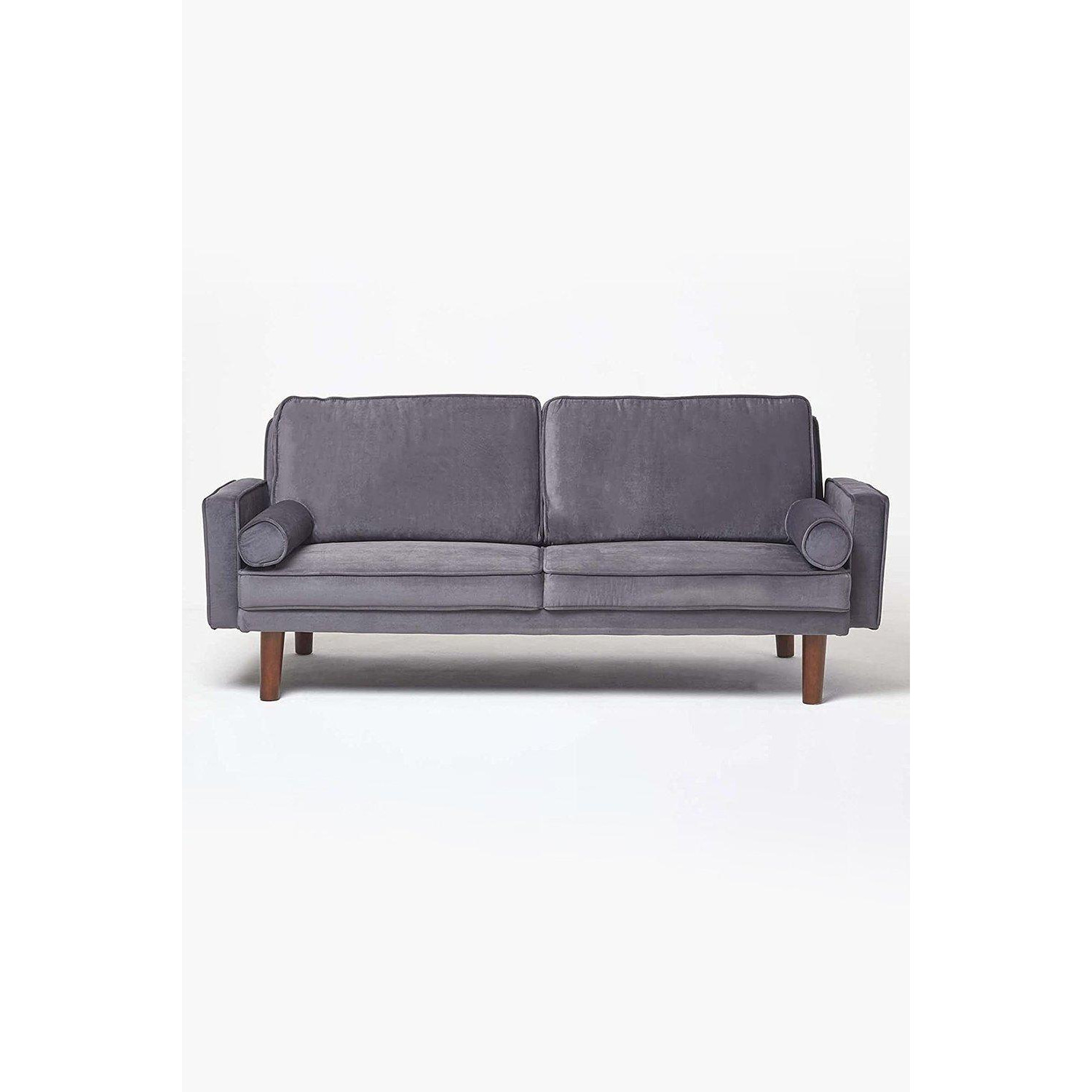 Stanley Velvet Click Clack Sofa Bed with Armrests - image 1