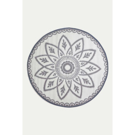 Henna Pattern White & Grey Outdoor Rug, 180cm Round - thumbnail 1