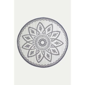 Henna Pattern White & Grey Outdoor Rug, 180cm Round