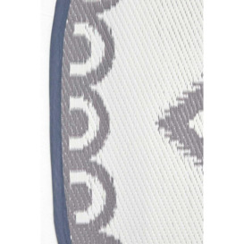 Henna Pattern White & Grey Outdoor Rug, 180cm Round - thumbnail 3