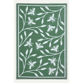 Green Floral Outdoor Rug with Bumble Bee Design, 182 x 122 cm - thumbnail 1