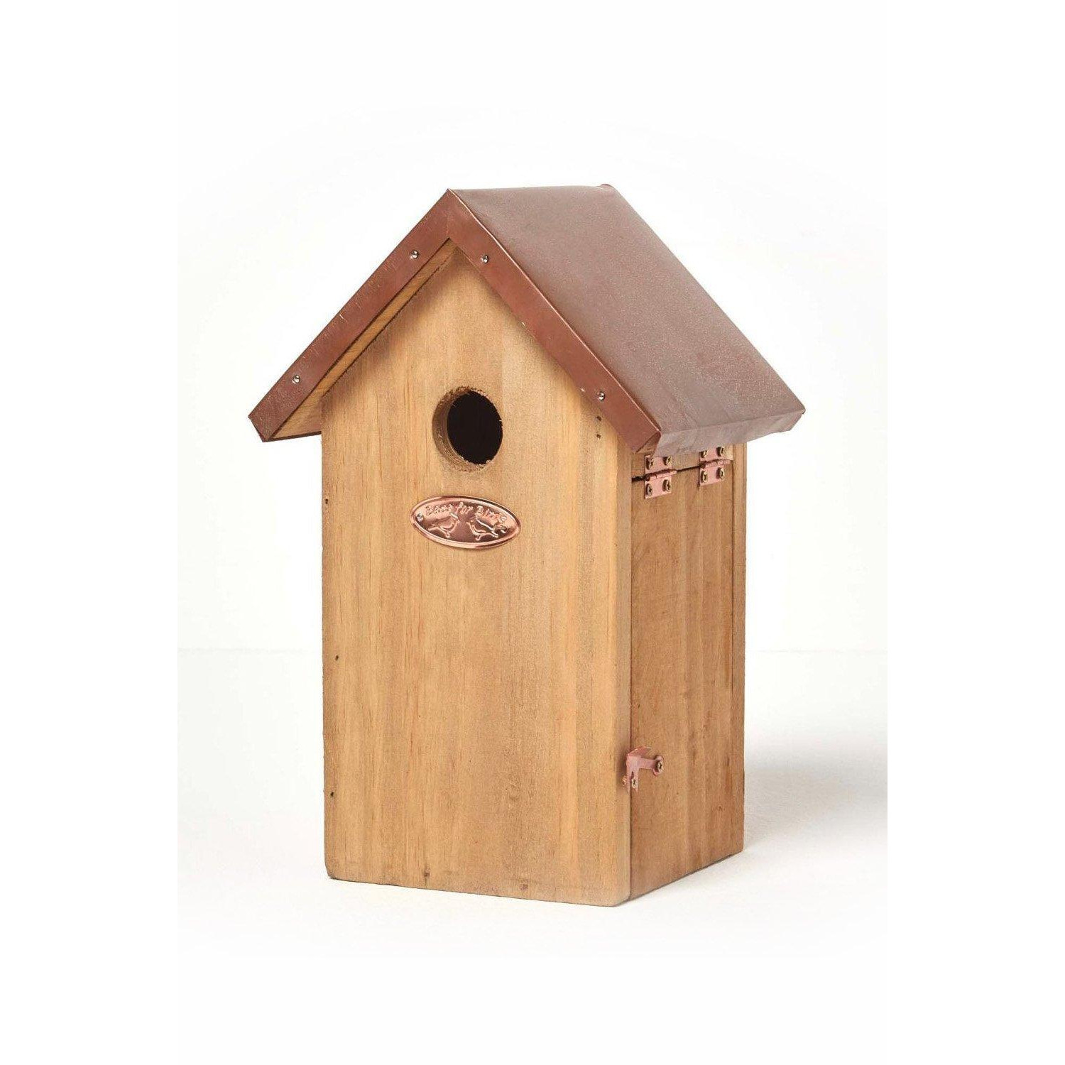 Wooden Blue Tit Bird Box House with Copper Roof - image 1