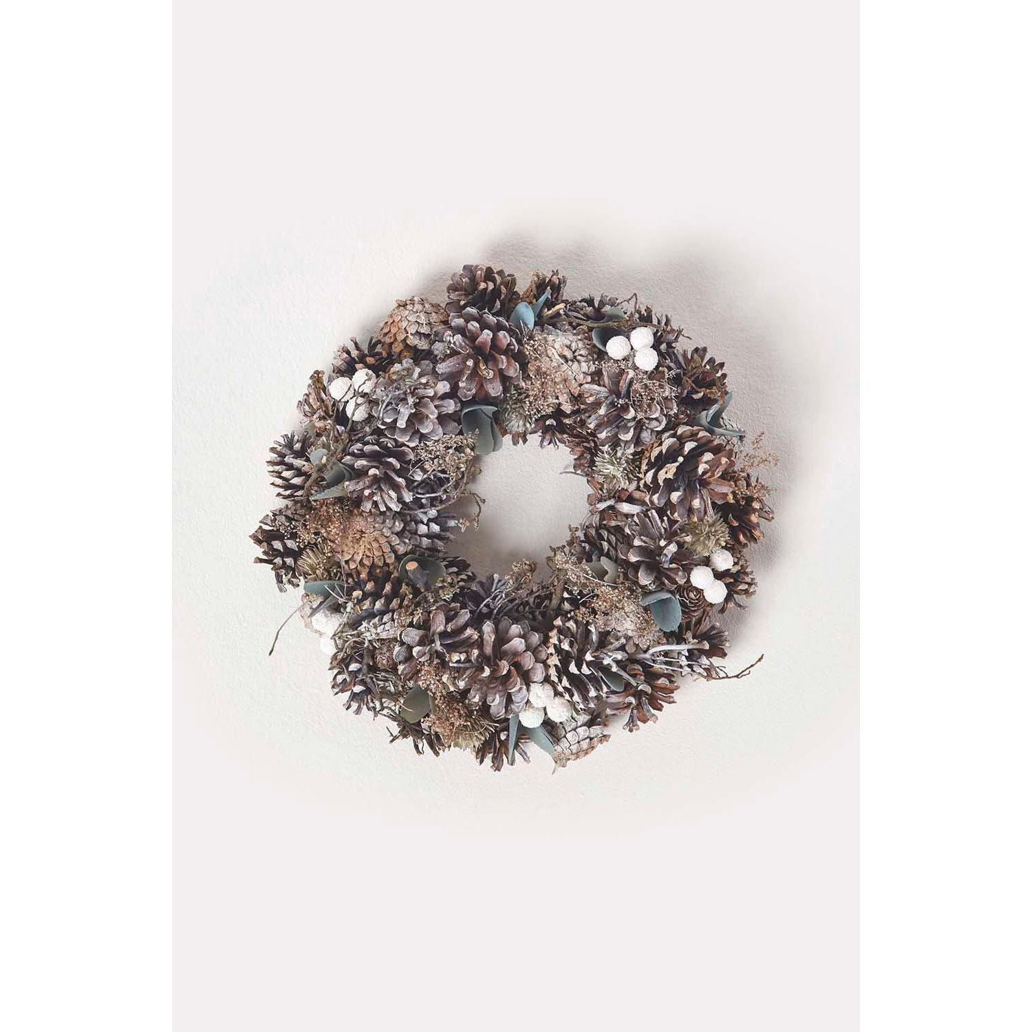 Handmade Frosted Pinecone Christmas Wreath - image 1