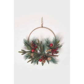 Round Metal Hoop Traditional Christmas Wreath - thumbnail 1