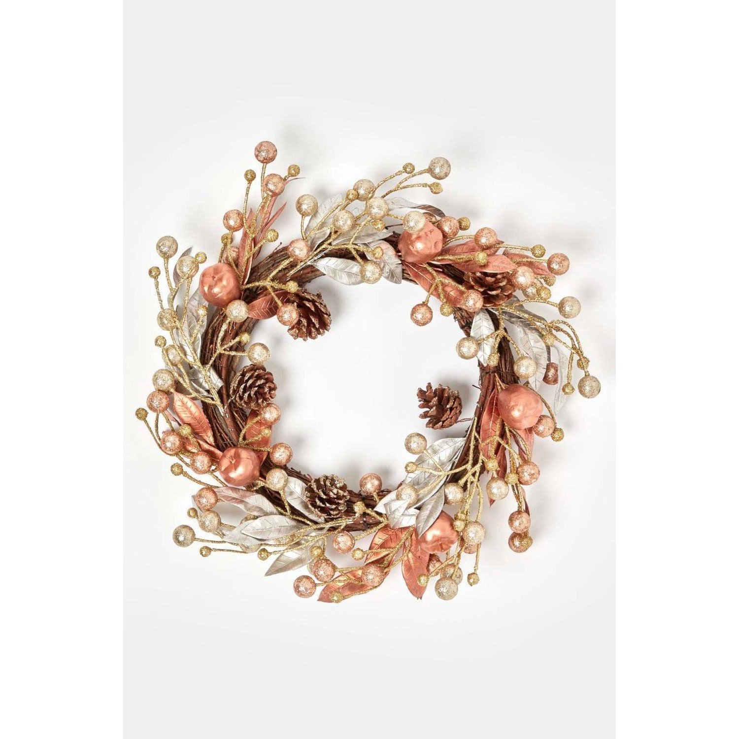Champagne Pinecone & Apple Christmas Wreath - image 1