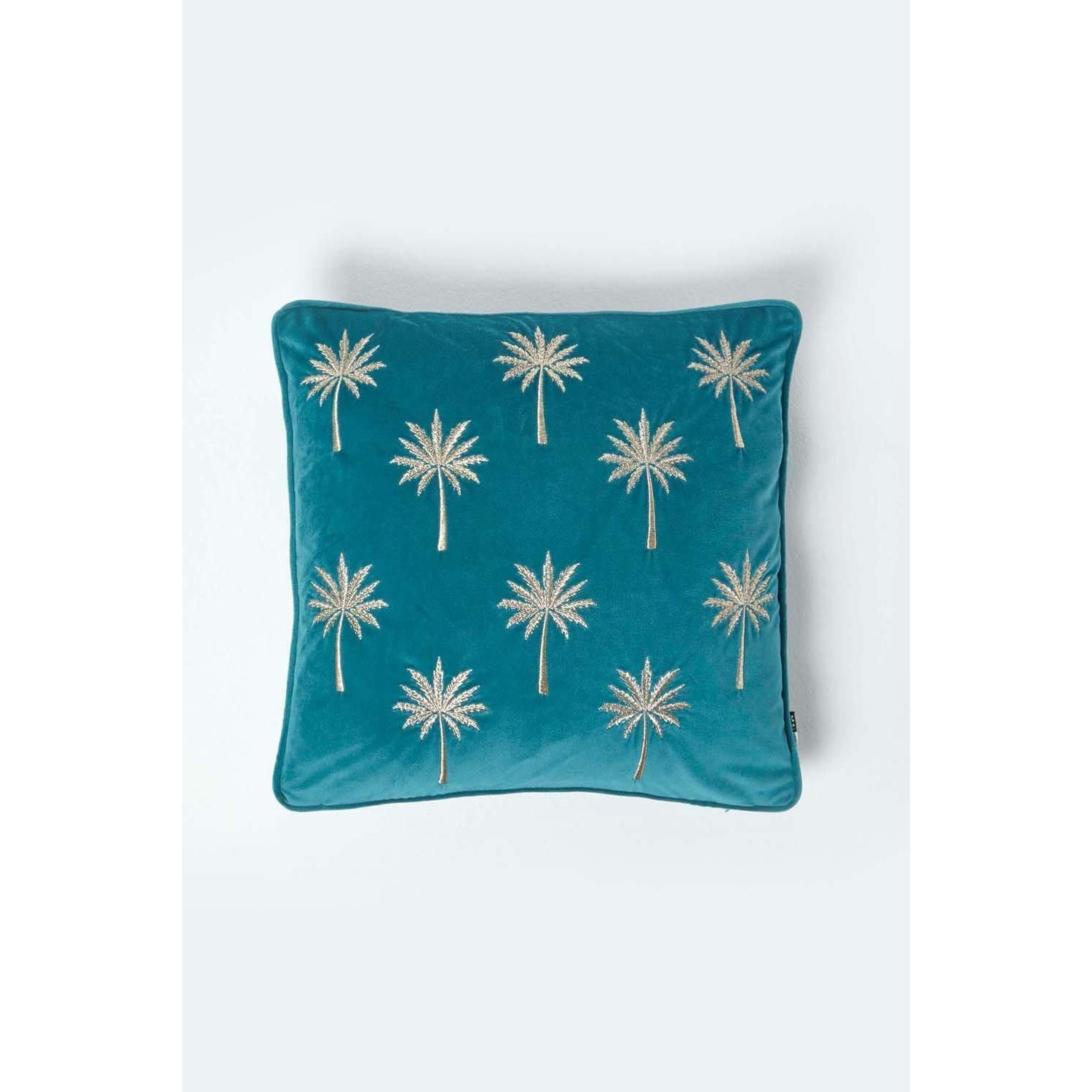 Gold Palm Tree Velvet Cushion