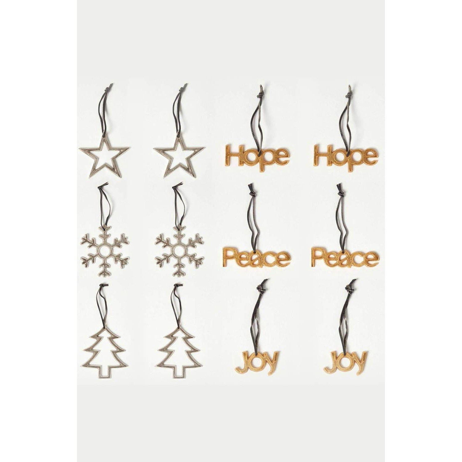 Set of 12 Gold and Silver Christmas Tree Decorations - image 1