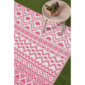 Tia Aztec Pink & White Outdoor Rug - thumbnail 2