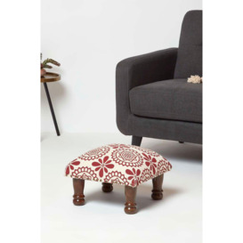 Cassia Red Geometric Footstool, 40 x 40 x 25 cm - thumbnail 2