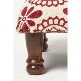 Cassia Red Geometric Footstool, 40 x 40 x 25 cm - thumbnail 3