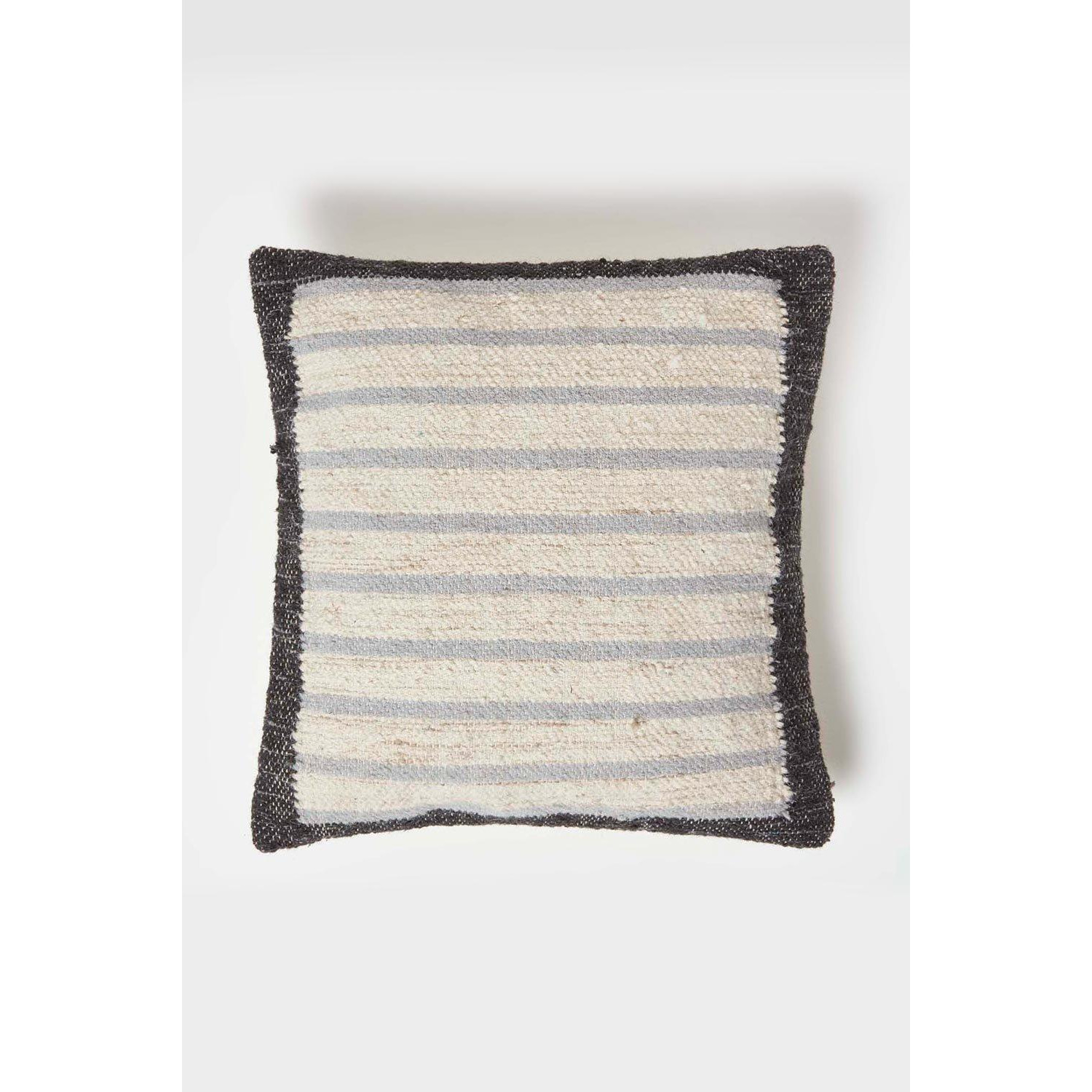 Veria Handwoven Grey Stripe Kilim Cushion - image 1