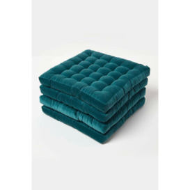 Set of 4 Quilted Velvet Chair Pad, 40 x 40 cm