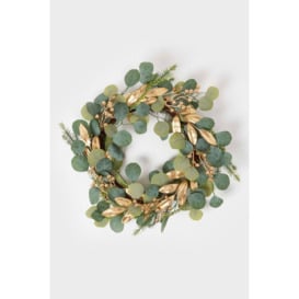 Green & Gold Eucalyptus Christmas Wreath, 56 cm - thumbnail 1