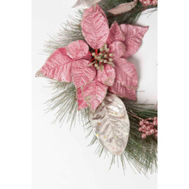 Pink Poinsettia Christmas Wreath, 45 cm - thumbnail 2