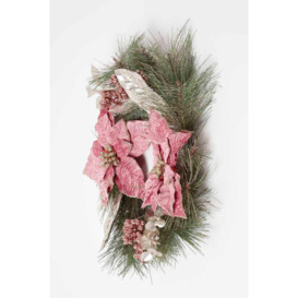 Pink Poinsettia Christmas Wreath, 45 cm - thumbnail 3