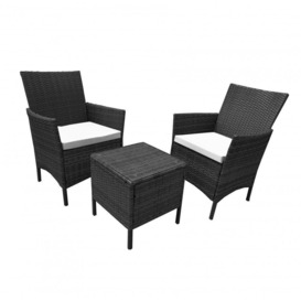 3 Piece Rattan Table and Chairs Garden Furniture Bistro Set - thumbnail 3
