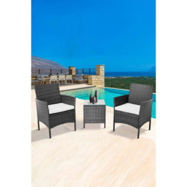 3 Piece Rattan Table and Chairs Garden Furniture Bistro Set - thumbnail 1
