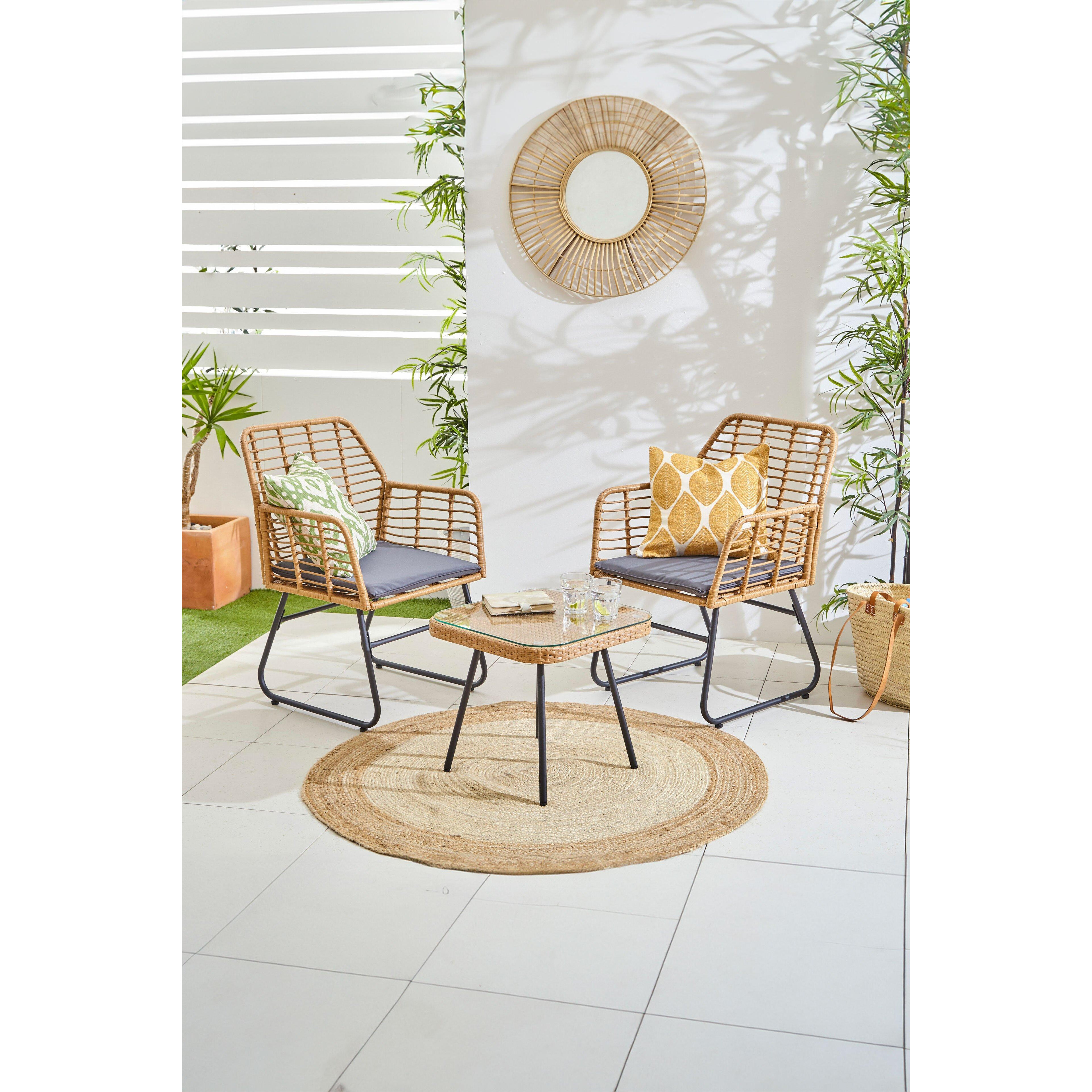 3 Piece Bamboo Style Garden Table & Chairs Bistro Set - image 1
