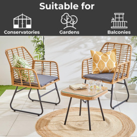 3 Piece Bamboo Style Garden Table & Chairs Bistro Set - thumbnail 2