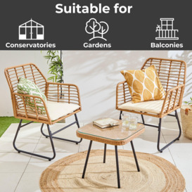 3 Piece Bamboo Style Garden Table & Chairs Bistro Set - thumbnail 2