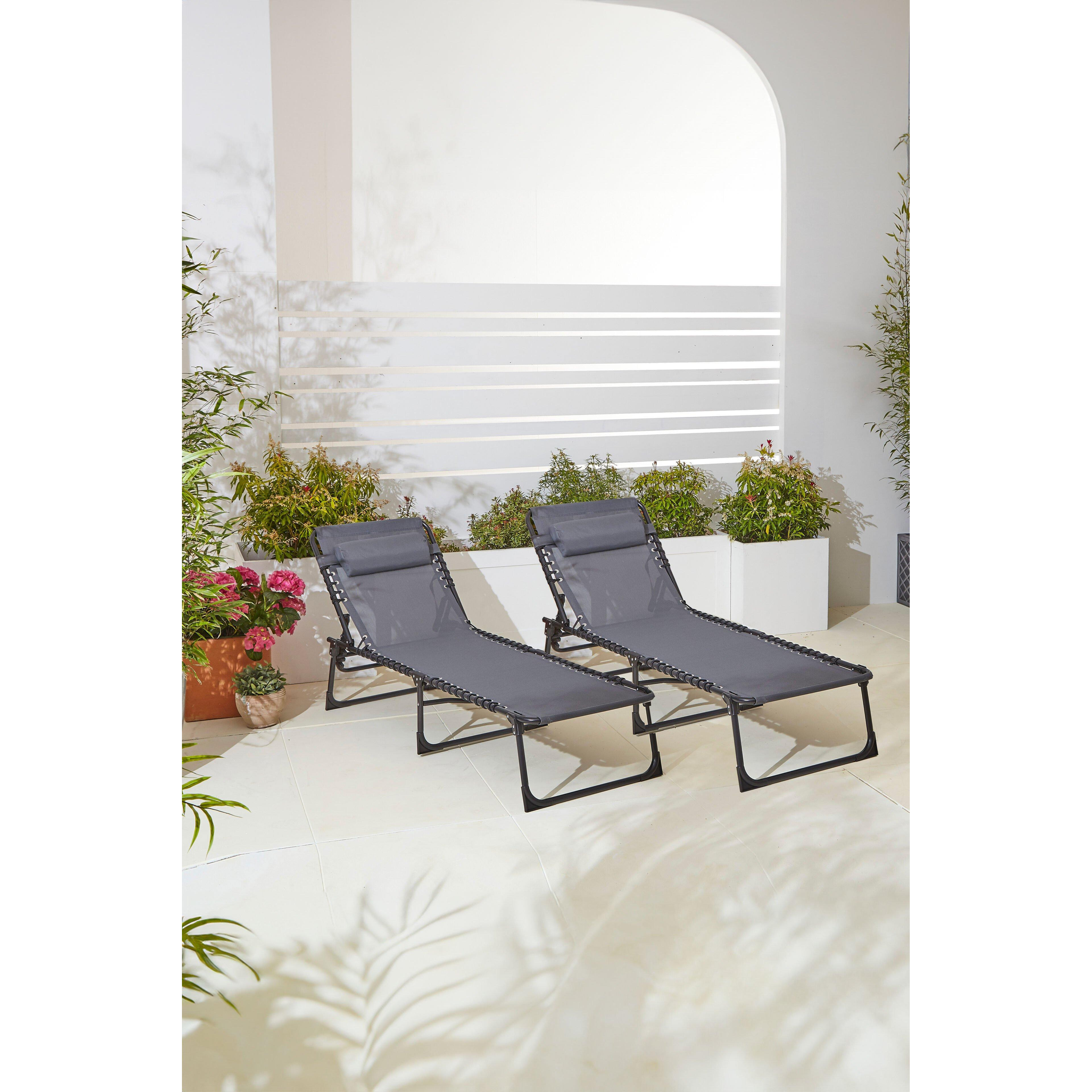 Two Outdoor Folding Sun Loungers - image 1