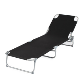 Foldable Reclining Sun Lounger - Adjustable Backrest & Leg Rests