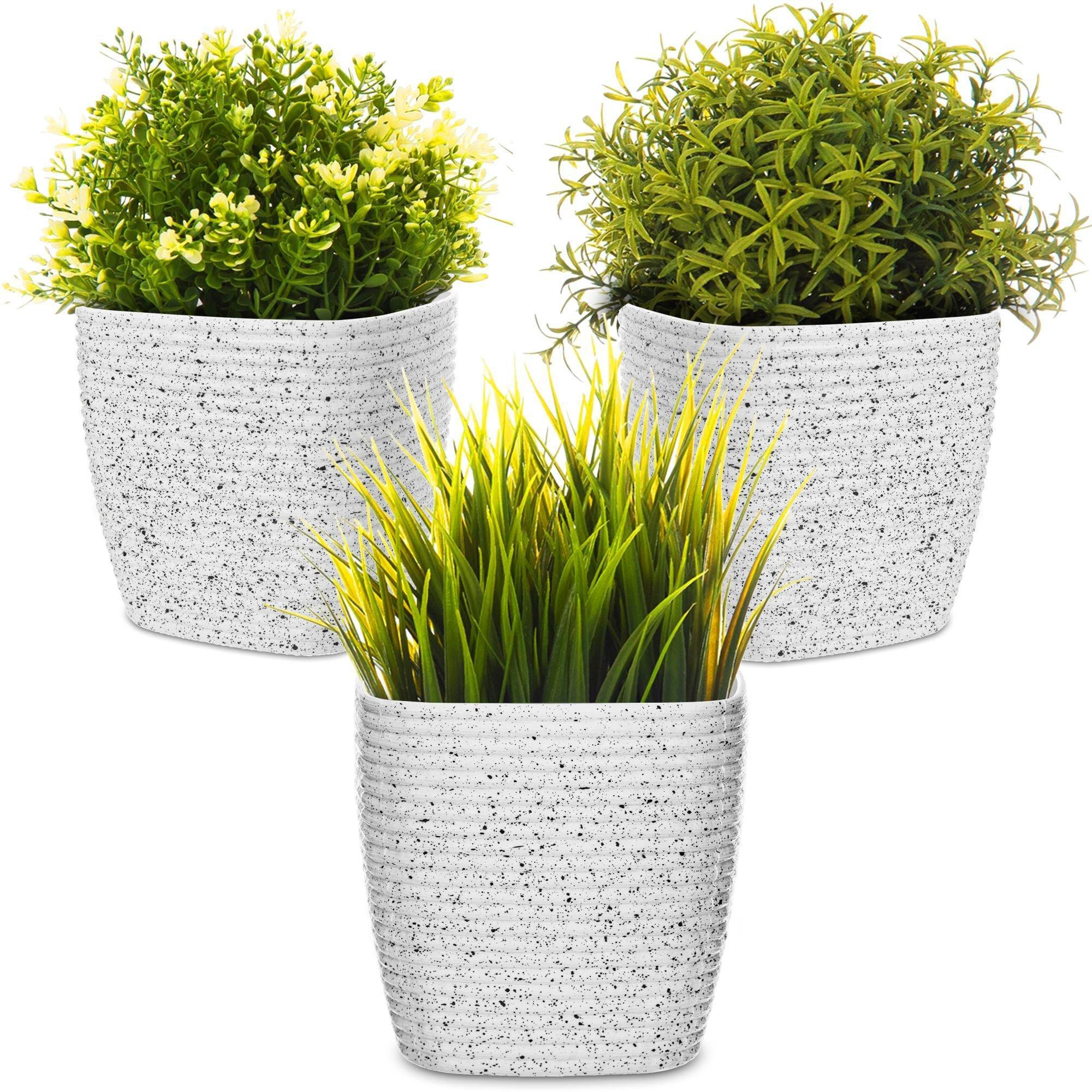 Flower and Plant Pot with Stripe Design for Indoor or Outdoor Use - (Set of 3, 12 cm) - image 1