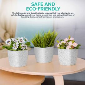 Flower and Plant Pot with Stripe Design for Indoor or Outdoor Use - (Set of 3, 12 cm) - thumbnail 3