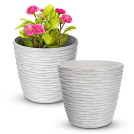 Wave Design Flower and Plant Pots (Set of 2) - 18cm Diameter - thumbnail 1