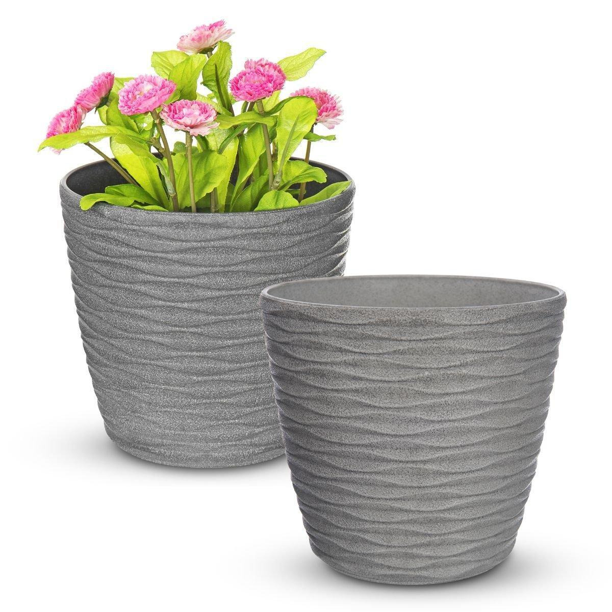 Wave Design Flower and Plant Pots (Set of 2) - 18cm Diameter - image 1