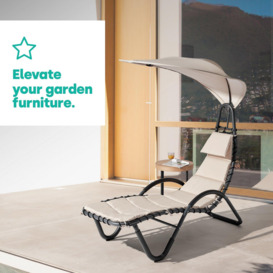 Bali Sun Lounger Relaxing Chair with Canopy Shade and Padded Cushions - thumbnail 3