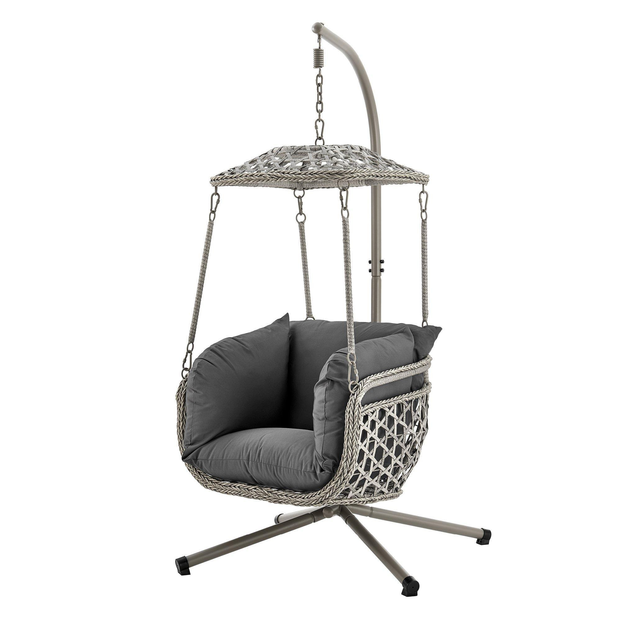 Kira Hanging Rattan Swing Chair with Canopy - image 1